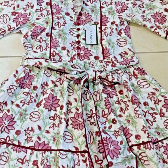 Brand new tuckernuck Sue Sartor maroon , green & white contrast print Dress - Picture 12 of 13